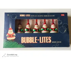 ONE VTG Set of 7 Christmas SANTA/SNOWMAN Bubble Lights+Original Box