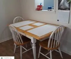 TABLE & 3 CHAIRS WITH HIDE-A- LEAF